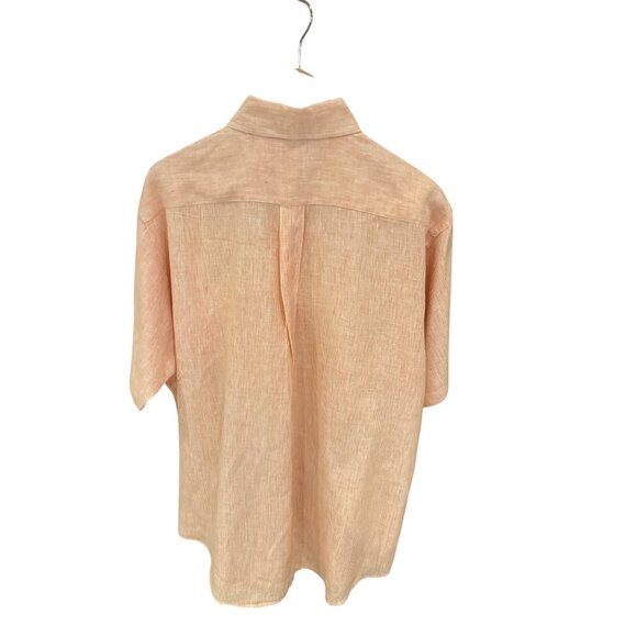 Brooks Brothers Orange Linen Blend Short Sleeve Button-Down Shirt Men’s Classic - Picture 2 of 5